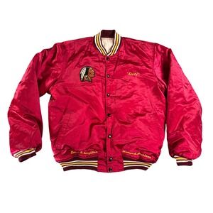 Unbranded Varsity Jacket Mens XL Red Satin Bomber Shreveport Louisiana Shorty